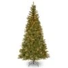 National Tree Company Pre-Lit Artificial Slim Christmas Tree, Green, Aspen Spruce, White Lights, Includes Stand, 7 Feet