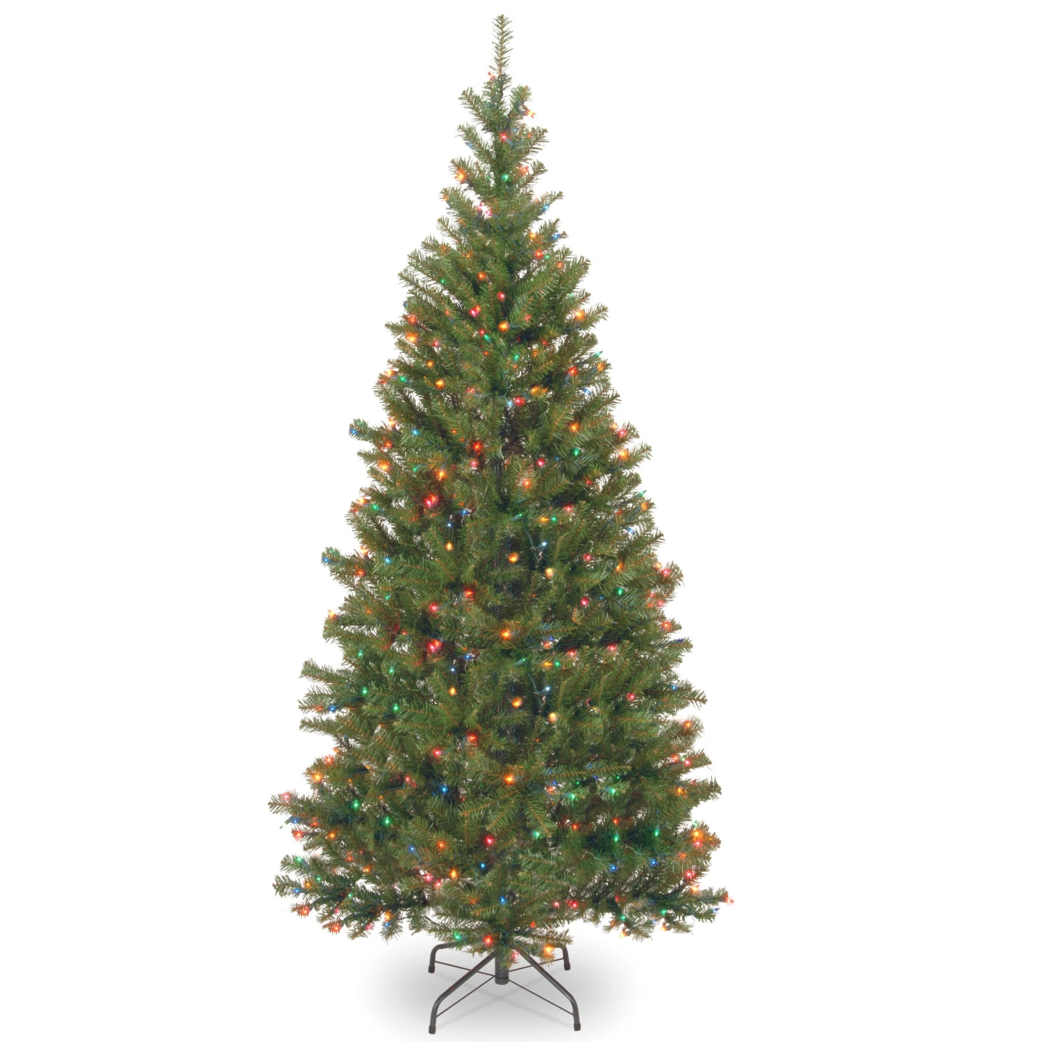 National Tree Company Pre-Lit Artificial Slim Christmas Tree, Green, Aspen Spruce, Multicolor Lights, Includes Stand, 7 Feet 3 National Tree Company Pre-Lit Artificial Slim Christmas Tree, Green, Aspen Spruce, Multicolor Lights, Includes Stand, 7 Feet