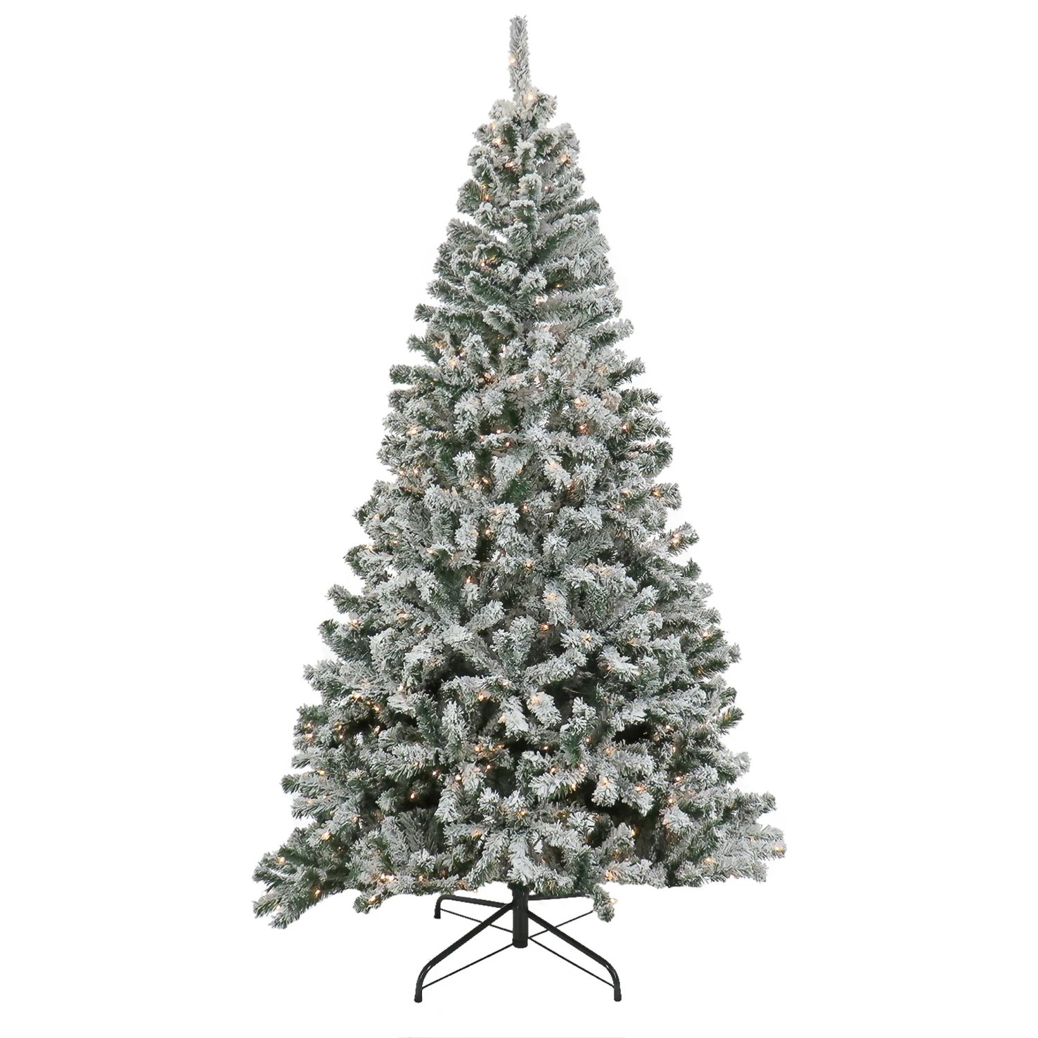 National Tree Company 7.5 Feet Pre-lit Artificial Frosted Bonnyville Spruce Hinged Tree, 700 Clear Lights- UL 3 National Tree Company 7.5 Feet Pre-lit Artificial Frosted Bonnyville Spruce Hinged Tree, 700 Clear Lights- UL