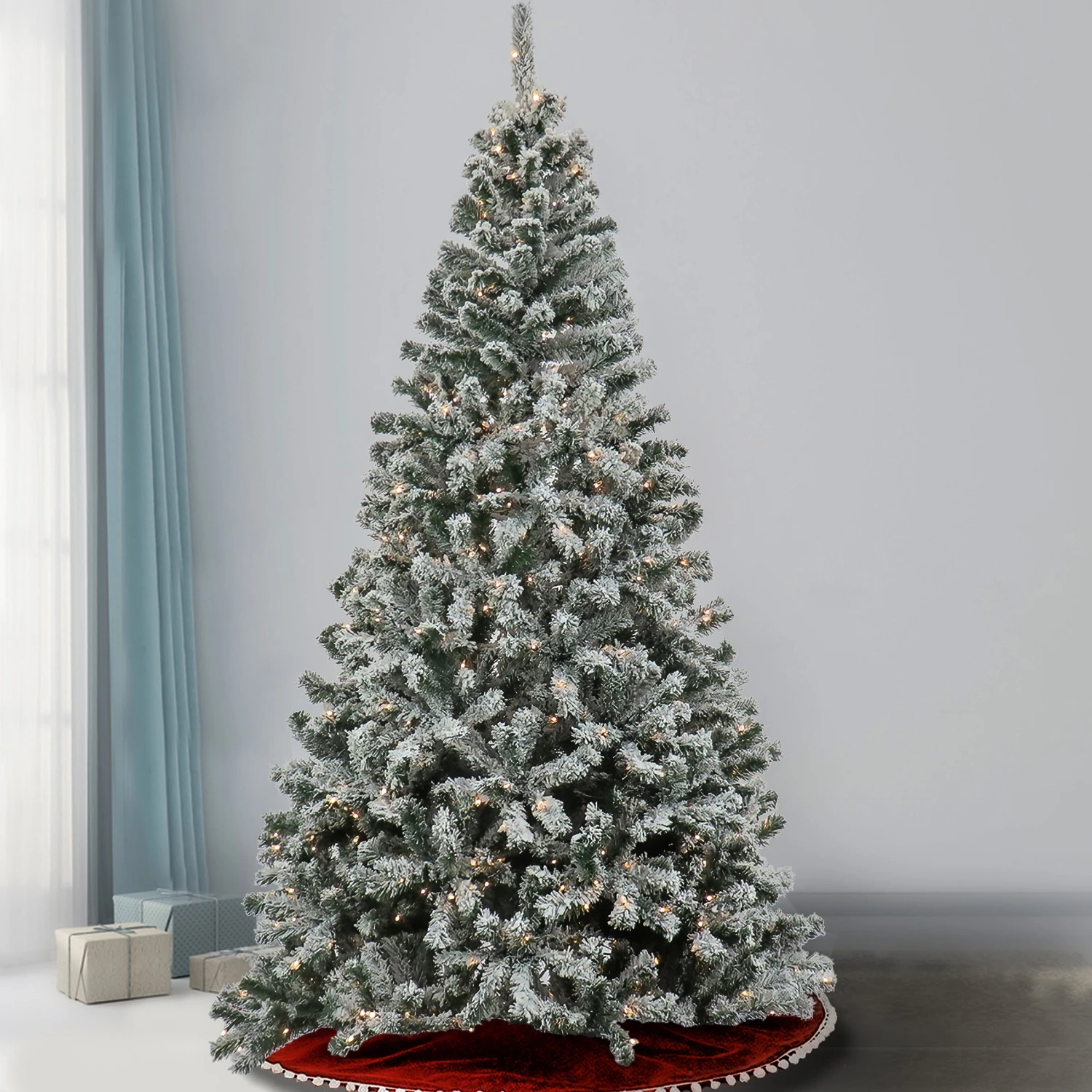 National Tree Company 7.5 Feet Pre-lit Artificial Frosted Bonnyville Spruce Hinged Tree, 700 Clear Lights- UL 4 National Tree Company 7.5 Feet Pre-lit Artificial Frosted Bonnyville Spruce Hinged Tree, 700 Clear Lights- UL - Image 2
