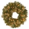 National Tree Company Pre-Lit Artificial Christmas Wreath, Green, Carolina Pine, White Lights, Decorated With Pine Cones, Christmas Collection, 24 Inches -National Tree Company CAP3 306 24WB 1