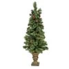 National Tree Company Artificial Cashmere Cone & Berry Entrance Christmas Tree In Bronze Urn, With Red Berries And Pinecones, Pre-Lit With Clear Incandescent Lights, Plug In, 4.5 Ft -National Tree Company CCB7 45LO