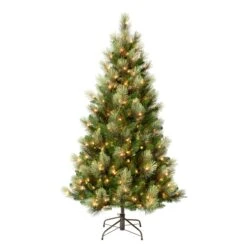 National Tree Company First Traditions Pre-Lit Charleston Pine Snowy Slim Christmas Tree, Clear Incandescent Lights, Plug In, 6 Ft