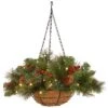 National Tree Company, Pre-Lit Artificial Hanging Basket Crestwood Spruce With Battery Powered Operated LED Lights, With Warm White LED Lights, Battery Powered, Christmas Collection, 16 In -National Tree Company CW7 300 16H B1