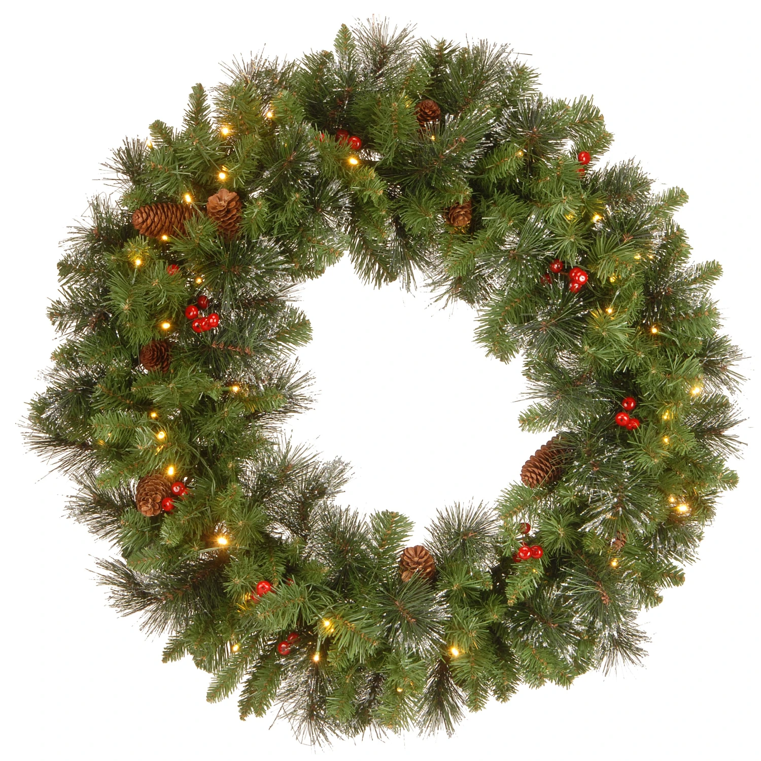 National Tree Company Pre-Lit Artificial Christmas Wreath, Green, Crestwood Spruce, White Lights, Decorated With Pine Cones, Berry Clusters, Frosted Branches, Christmas Collection, 30 Inches 3 National Tree Company Pre-Lit Artificial Christmas Wreath, Green, Crestwood Spruce, White Lights, Decorated With Pine Cones, Berry Clusters, Frosted Branches, Christmas Collection, 30 Inches