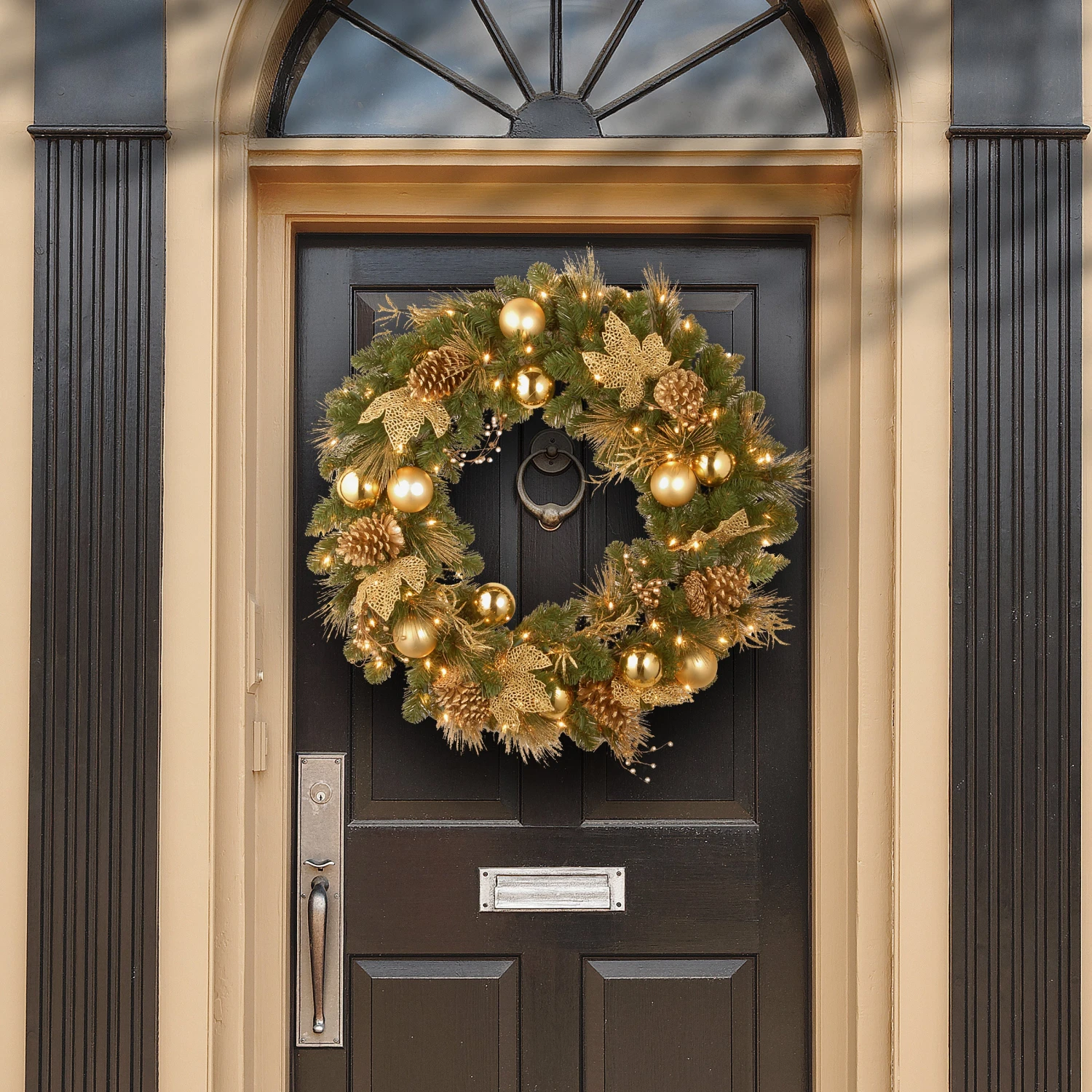National Tree Company Pre-Lit Artificial Christmas Wreath, Green, Elegance, White Lights, Decorated With Pine Cones, Berry Clusters, Ball Ornaments, Christmas Collection, 36 Inches 4 National Tree Company Pre-Lit Artificial Christmas Wreath, Green, Elegance, White Lights, Decorated With Pine Cones, Berry Clusters, Ball Ornaments, Christmas Collection, 36 Inches - Image 2