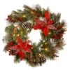 National Tree Company Pre-Lit Artificial Christmas Wreath, Green, Tartan Plaid, White Lights, Decorated With Frosted Branches, Pine Cones, Berry Clusters, Flowers, Christmas Collection, 24 Inches 2 National Tree Company Pre-Lit Artificial Christmas Wreath, Green, Tartan Plaid, White Lights, Decorated With Frosted Branches, Pine Cones, Berry Clusters, Flowers, Christmas Collection, 24 Inches -National Tree Company DC13 147 24WB 1