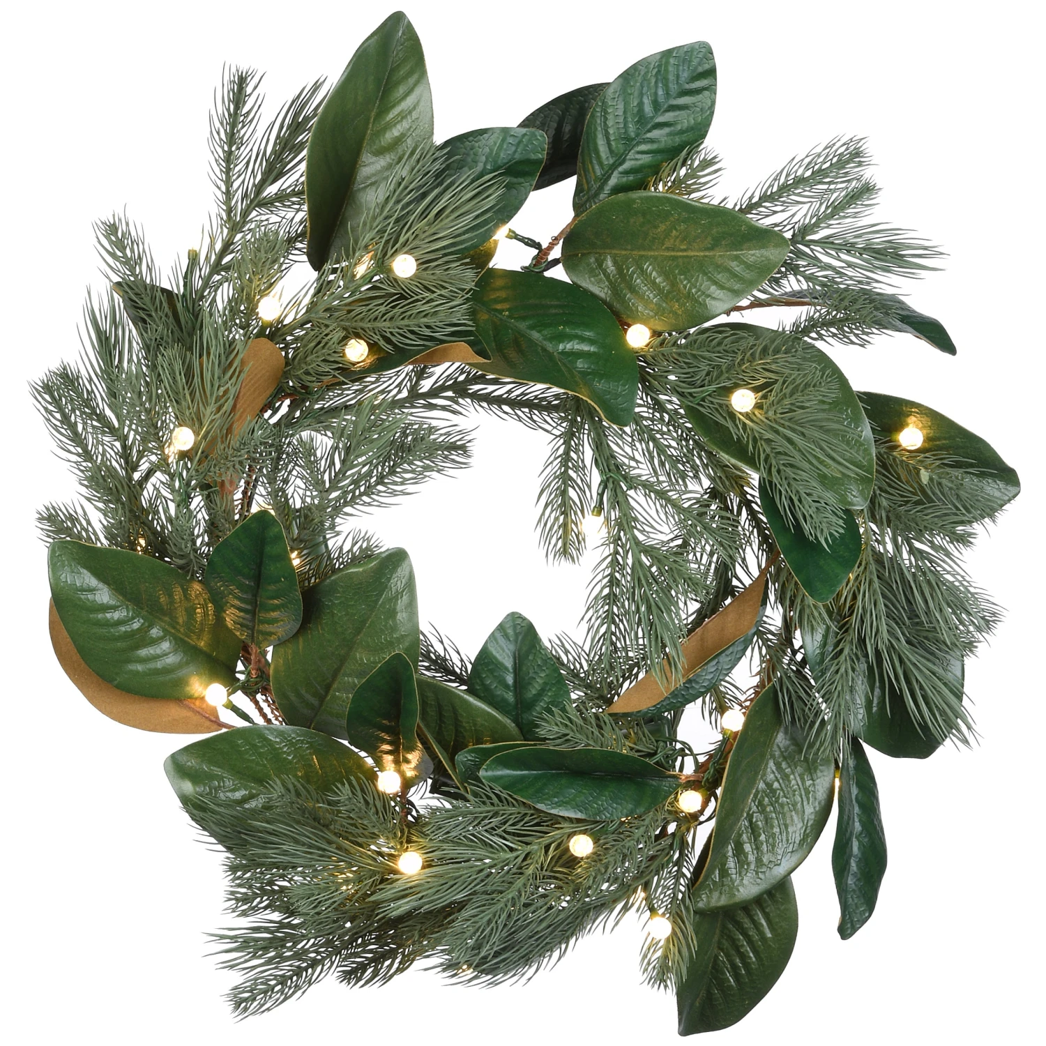 National Tree Company 24" Magnolia Mix Pine Wreath With LED Lights 3 National Tree Company 24" Magnolia Mix Pine Wreath With LED Lights