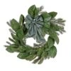 National Tree Company, 24" Magnolia Mix Pine Wreath With Fabric Bow, 50 Warm White LED Lights- Battery Operated With Remote Control