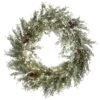 National Tree Company 24" Pre-Lit Snowy Christmas Wreath With Pinecones 2 National Tree Company 24" Pre-Lit Snowy Christmas Wreath With Pinecones -National Tree Company DC13 322L 24W B