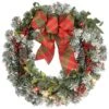 National Tree Company 24" General Store Snowy Wreath With LED Lights And Bow -National Tree Company DC13 325L 24W B