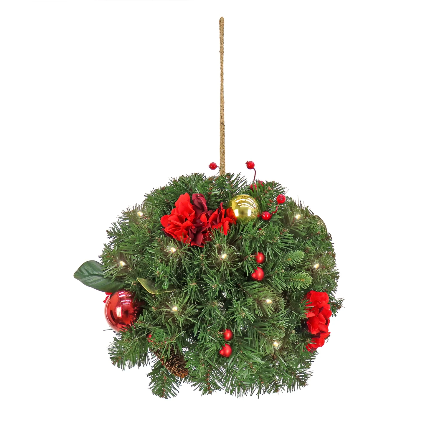 National Tree Company, 16" Christmas Vienna Waltz Decorated Kissing Ball, 50 Warm White LED Lights- Battery Operated With Remote Control 3 National Tree Company, 16" Christmas Vienna Waltz Decorated Kissing Ball, 50 Warm White LED Lights- Battery Operated With Remote Control
