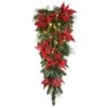 National Tree Company Pre-Lit Artificial Christmas Teardrop, Green, Evergreen, White Lights, Decorated With Pine Cones, Poinsettia Flowers, Christmas Collection, 36 Inches -National Tree Company DC3 355 36TD B