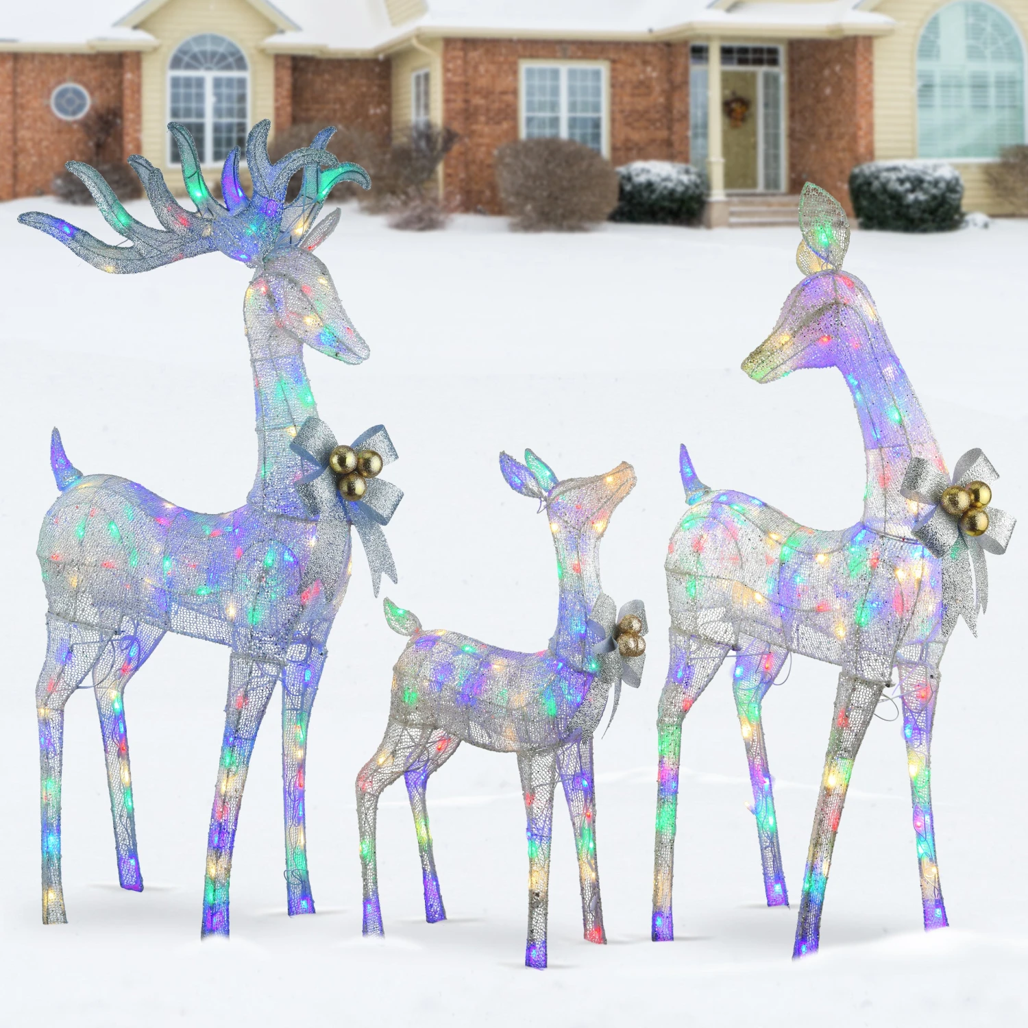 National Tree Company 3-Piece Deer Family With LED Lights 4 National Tree Company 3-Piece Deer Family With LED Lights - Image 2