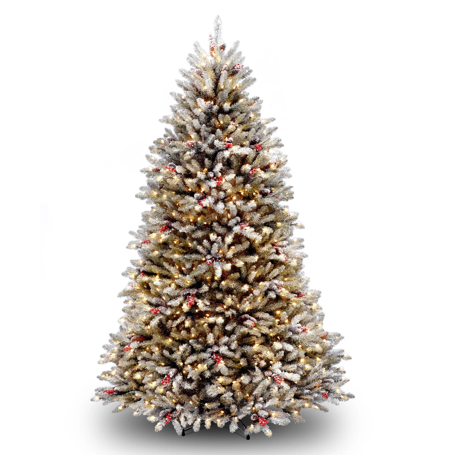 National Tree Company Pre-Lit Artificial Full Christmas Tree, Green, Dunhill Fir, White Lights, Decorated With Pine Cones, Berry Clusters, Frosted Branches, Includes Stand, 7 Feet 3 National Tree Company Pre-Lit Artificial Full Christmas Tree, Green, Dunhill Fir, White Lights, Decorated With Pine Cones, Berry Clusters, Frosted Branches, Includes Stand, 7 Feet
