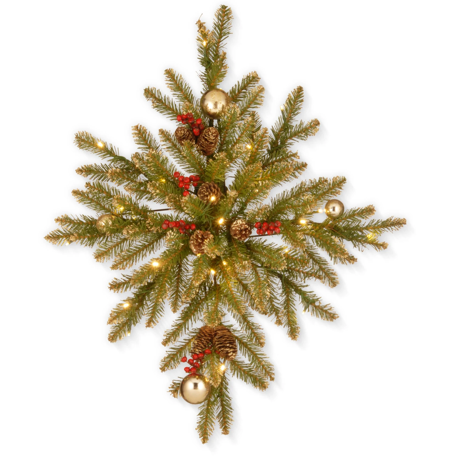 National Tree Company 32in. Glittery Gold Dunhill® Fir Bethlehem Star With Battery Operated LED Lights 3 National Tree Company 32in. Glittery Gold Dunhill® Fir Bethlehem Star With Battery Operated LED Lights