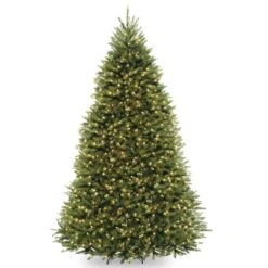 Pre-Lit Artificial Full Christmas Tree, Green, Dunhill Fir, Dual Color LED Lights, Includes Stand, 10 Feet