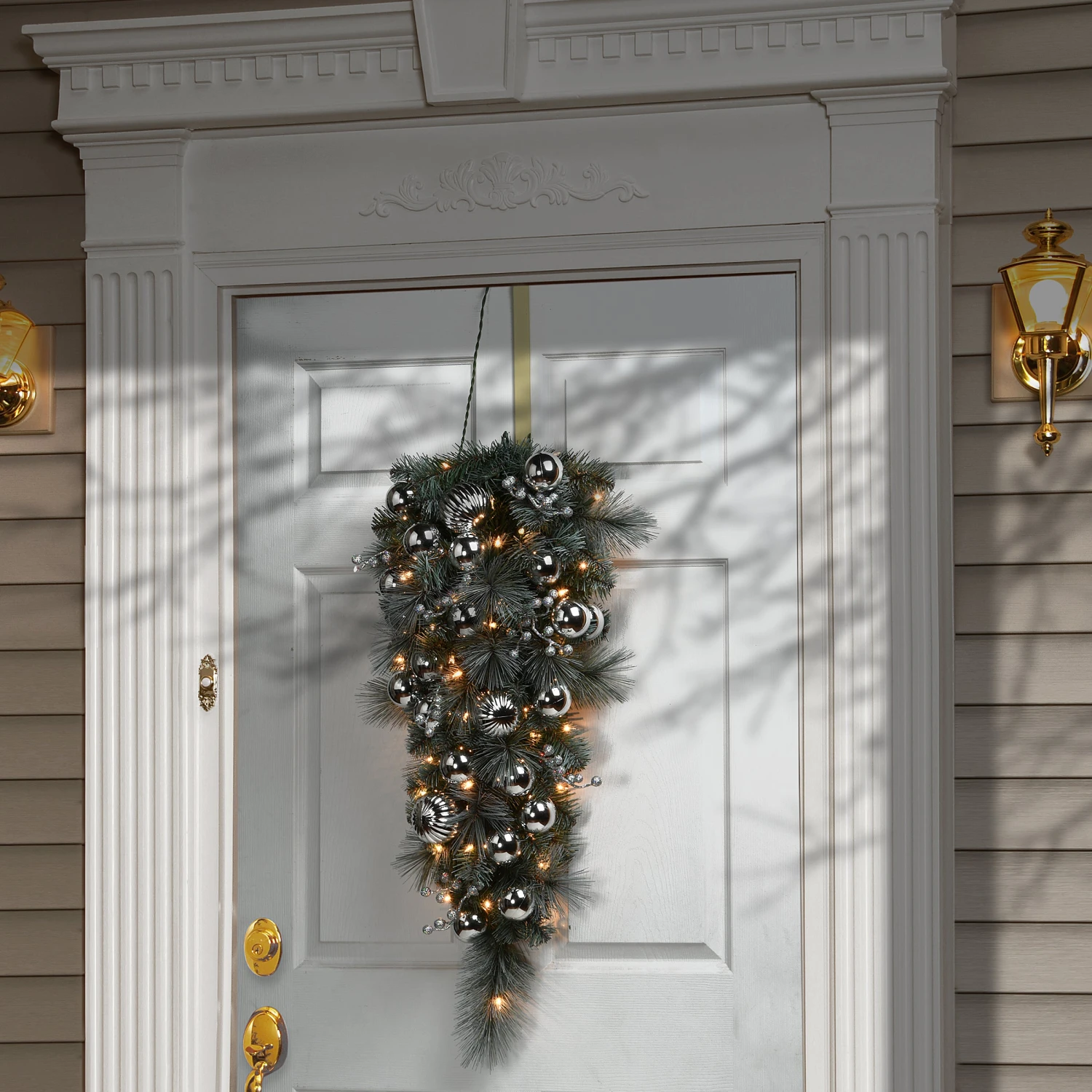National Tree Company Pre-Lit Artificial Christmas Teardrop, Green, Silver Pine, White Lights, Decorated With Ball Ornaments, Berry Clusters, Christmas Collection, 36 Inches 4 National Tree Company Pre-Lit Artificial Christmas Teardrop, Green, Silver Pine, White Lights, Decorated With Ball Ornaments, Berry Clusters, Christmas Collection, 36 Inches - Image 2