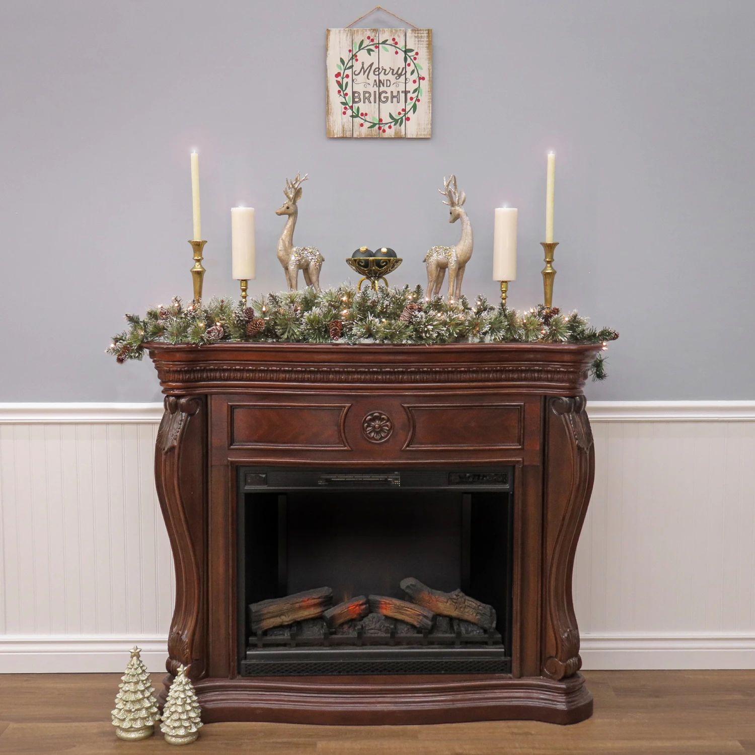 National Tree Company 6 Ft. Glittery Bristle(R) Pine Mantel Swag With Clear Lights 4 National Tree Company 6 Ft. Glittery Bristle(R) Pine Mantel Swag With Clear Lights - Image 2