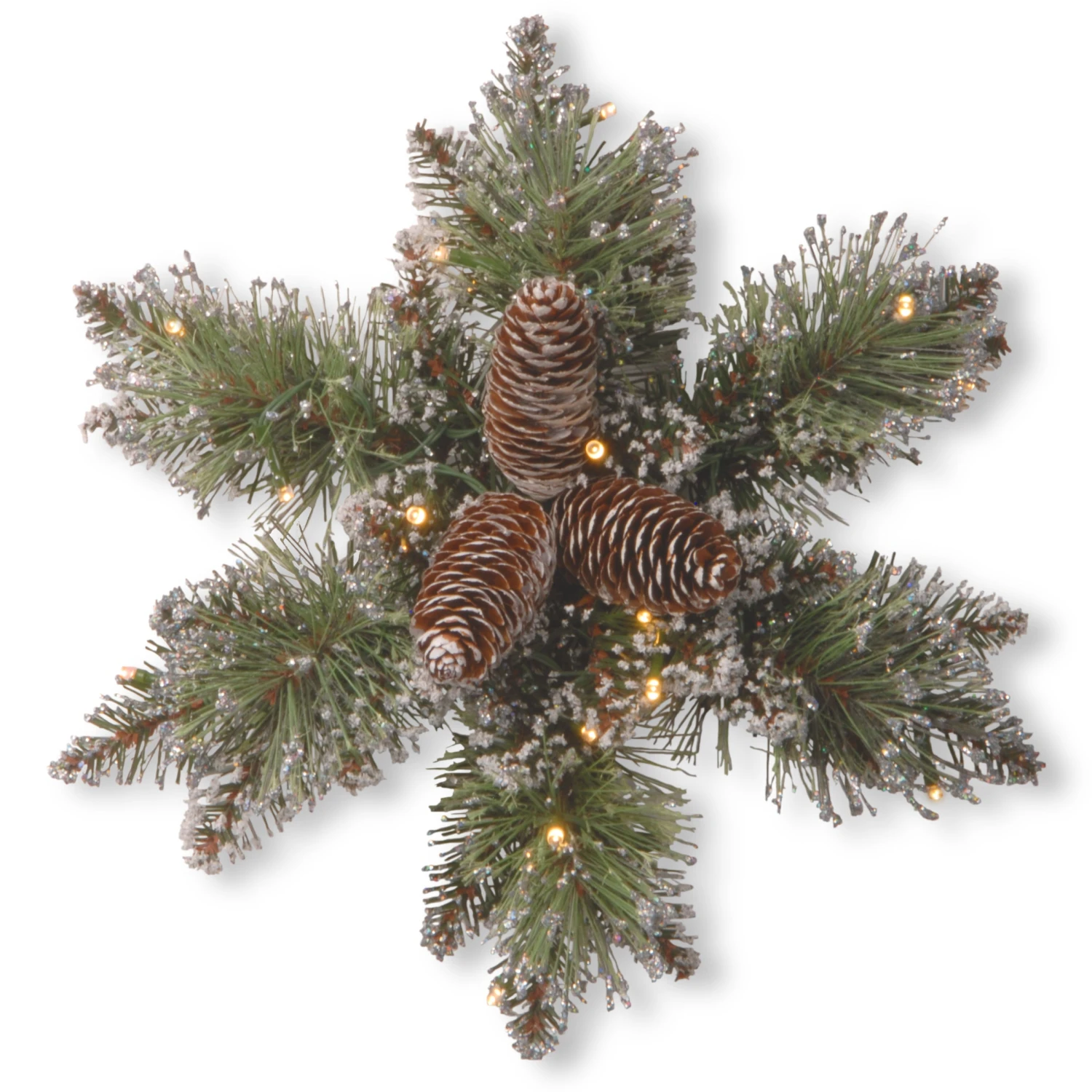 National Tree Company Pre-Lit Artificial Christmas Star Wreath, Green, Glittery Bristle Pine, White Lights, Decorated With Pine Cones, Frosted Branches, Christmas Collection, 14 Inches 2 National Tree Company Pre-Lit Artificial Christmas Star Wreath, Green, Glittery Bristle Pine, White Lights, Decorated With Pine Cones, Frosted Branches, Christmas Collection, 14 Inches