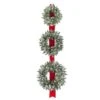 National Tree Company Artificial Christmas Three Wreath Ribbon Door Decoration, Green, White Lights, Decorated With Frosted Branches, Christmas Collection, 77 Inches
