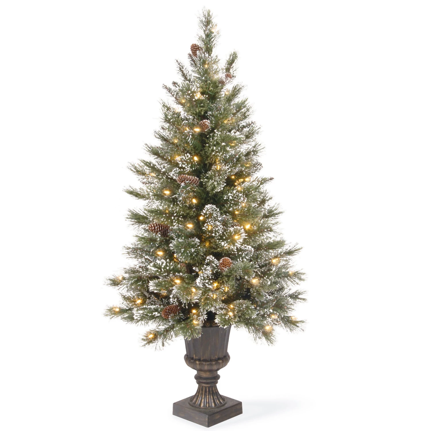National Tree Company Pre-Lit Artificial Christmas Entrance Tree, Glittery Bristle Pine With Twinkly LED Lights, Plug In, 4 Ft 3 National Tree Company Pre-Lit Artificial Christmas Entrance Tree, Glittery Bristle Pine With Twinkly LED Lights, Plug In, 4 Ft