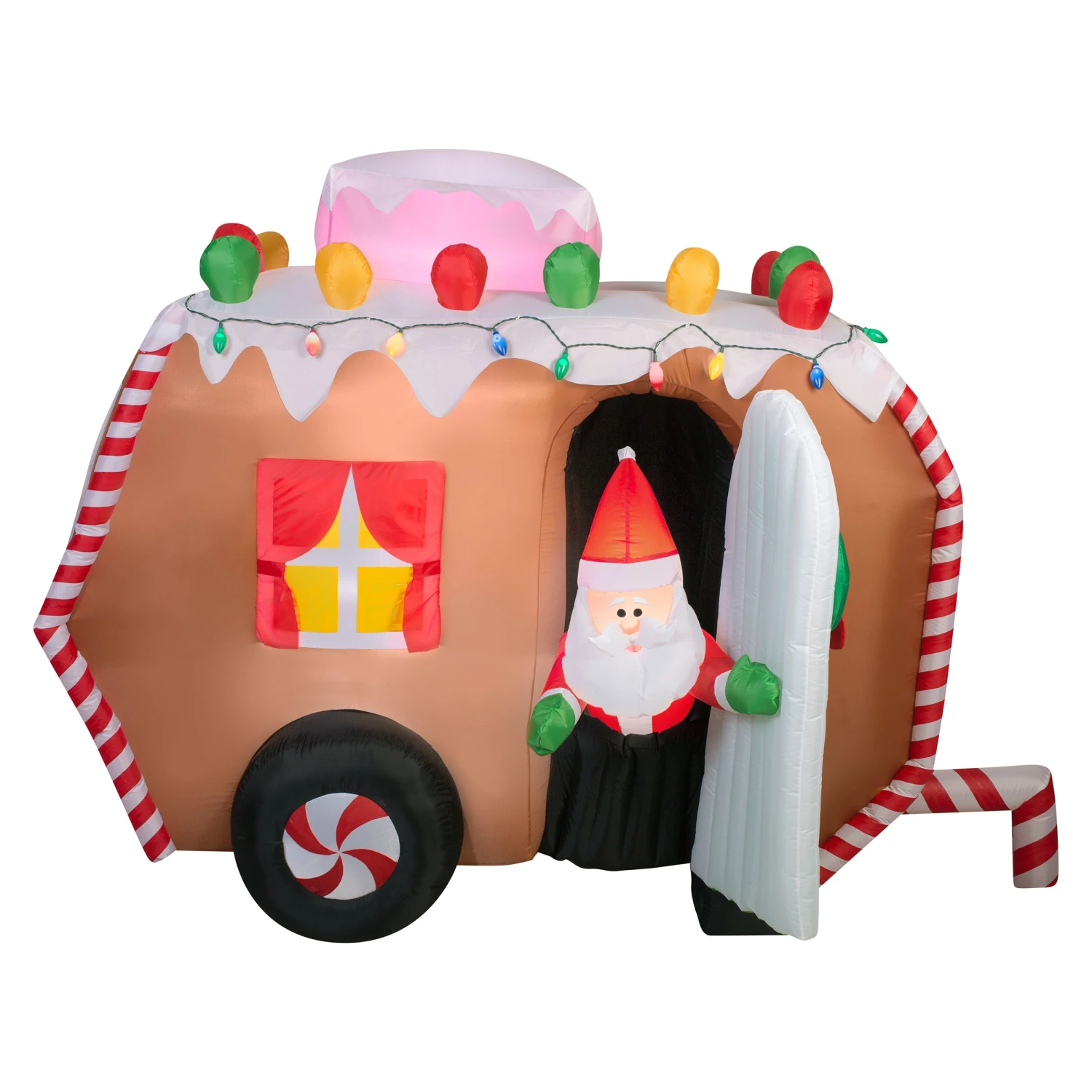 National Tree Company Inflatable Gingerbread Trailer With Santa, LED Lights, Plug In, Christmas Collection, 7.5 Feet 3 National Tree Company Inflatable Gingerbread Trailer With Santa, LED Lights, Plug In, Christmas Collection, 7.5 Feet