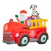 National Tree Company Inflatable Santa In Vintage Firetruck, LED Lights, Plug In, Christmas Collection, 6 Feet