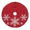 National Tree Company, HGTV Home Collection, 52" Red Tree Skirt With Snowflake Embroidery And White Dots