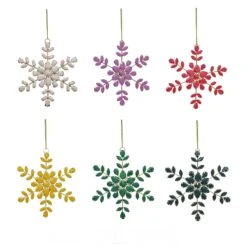 National Tree Company 6 Piece HGTV Home Collection Beaded Snowflake Ornaments