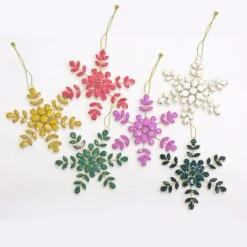 National Tree Company 6 Piece HGTV Home Collection Beaded Snowflake Ornaments 9 National Tree Company 6 Piece HGTV Home Collection Beaded Snowflake Ornaments -National Tree Company HGT93 XST25013A 3