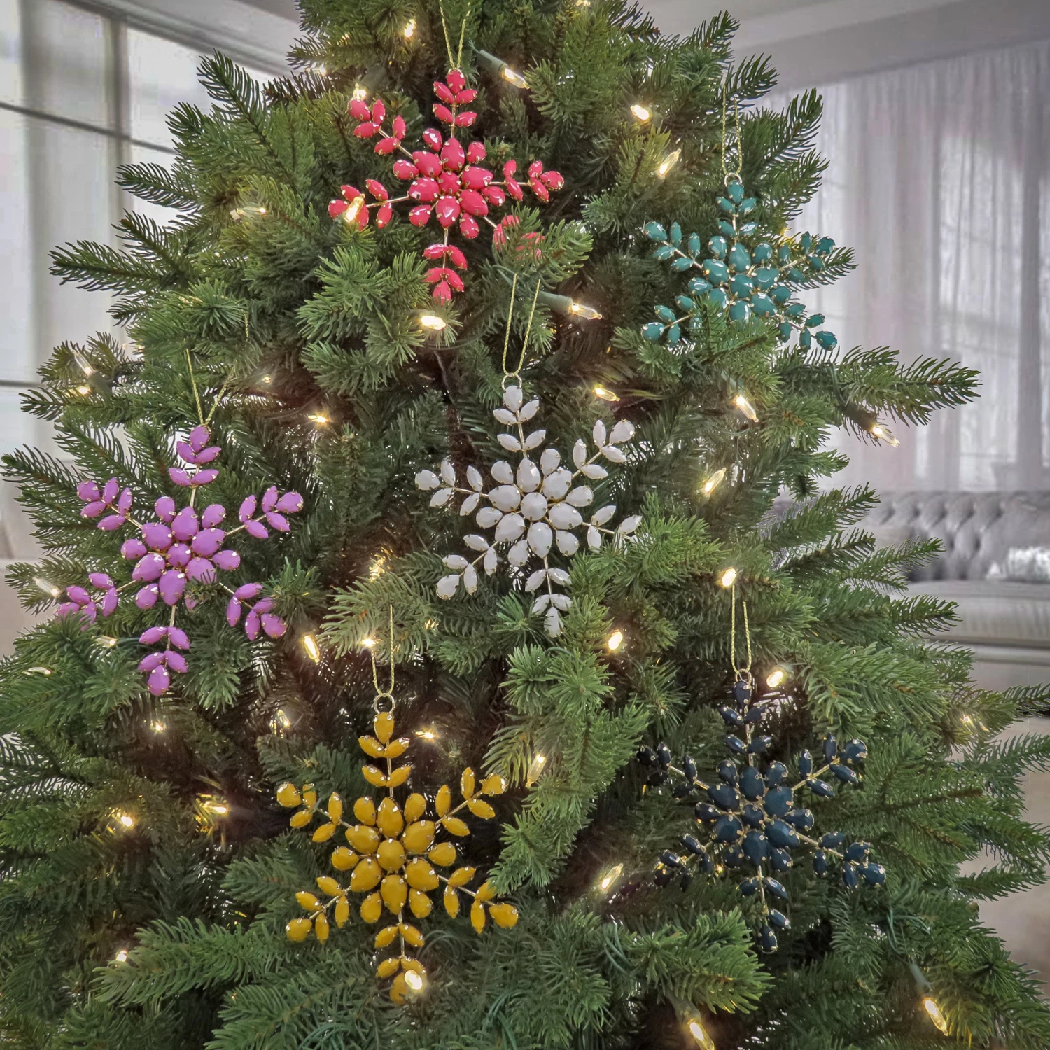 National Tree Company 6 Piece HGTV Home Collection Beaded Snowflake Ornaments 7 National Tree Company 6 Piece HGTV Home Collection Beaded Snowflake Ornaments - Image 5