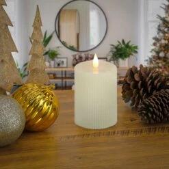 National Tree Company 4x8 HGTV Home Collection Flameless Georgetown Pillar Candle, Ivory -National Tree Company HGTAR100 L0408I 2