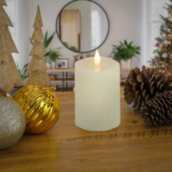 National Tree Company 4x10 HGTV Home Collection Flameless Georgetown Pillar Candle, Ivory -National Tree Company HGTAR100 L0410I 2