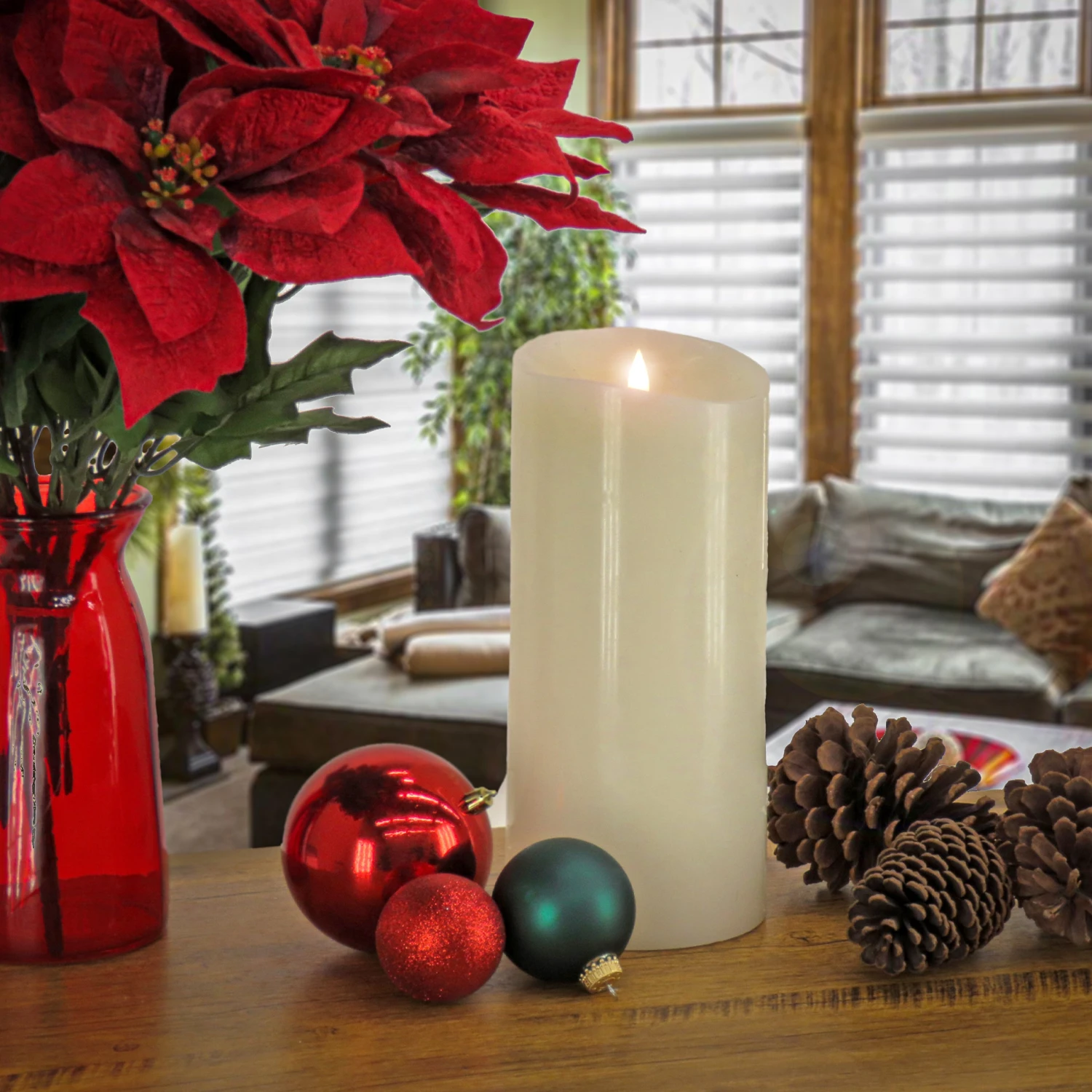 National Tree Company 5x11 HGTV Home Collection Flameless Heritage Pillar Candle, Ivory 4 National Tree Company 5x11 HGTV Home Collection Flameless Heritage Pillar Candle, Ivory - Image 2