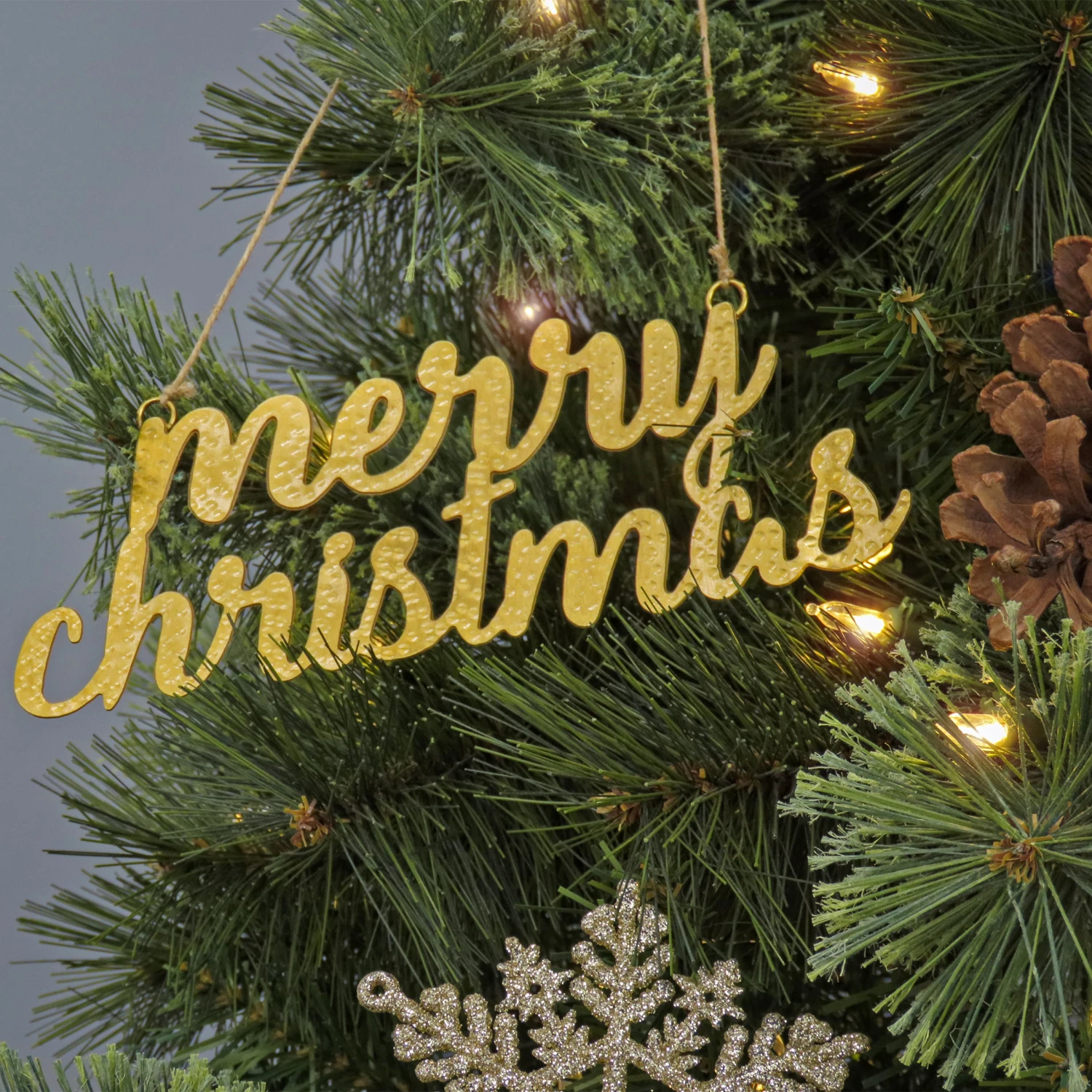 National Tree Company 9" HGTV Home Collection Merry Christmas Metal Ornament Set 4 National Tree Company 9" HGTV Home Collection Merry Christmas Metal Ornament Set - Image 2