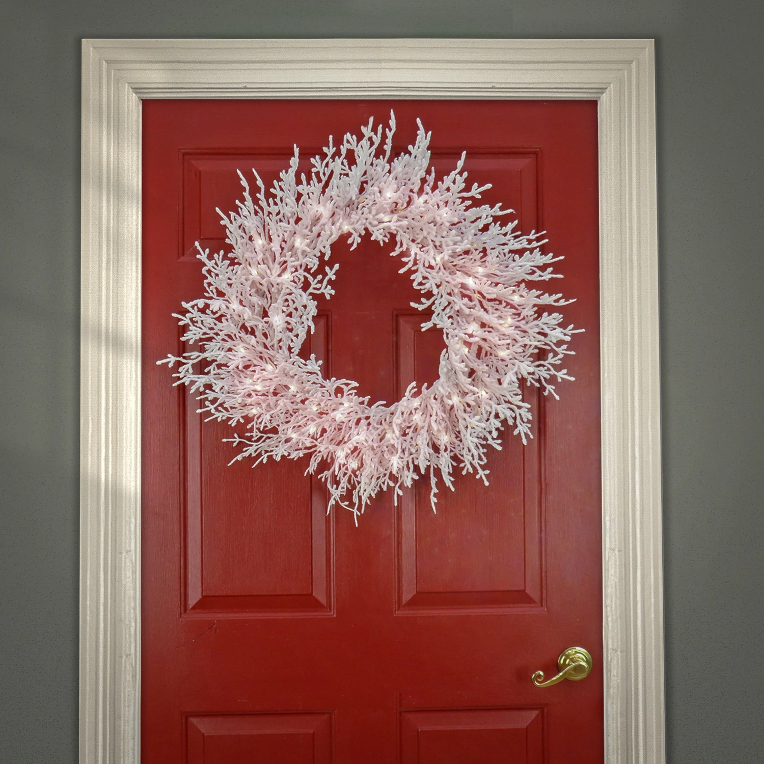 National Tree Company 30" HGTV Home Collection Pre-Lit Christmas By The Sea Coral Wreath 4 National Tree Company 30" HGTV Home Collection Pre-Lit Christmas By The Sea Coral Wreath - Image 2