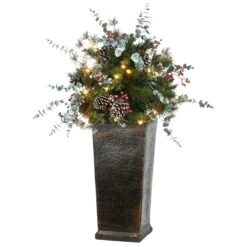 National Tree Company Pre-Lit Artificial Christmas Tree, Potted Meadow Basin, With Warm White LED Lights, Plug In, 3 Ft