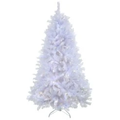 National Tree Company Artificial Millville White Hinged Christmas Tree, Pre-Lit With PowerConnect Dual Colored LED Lights, Plug In, 9 Ft