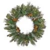 National Tree Company First Traditions™ Collection, 30" Pre-Lit Artificial North Conway Wreath With Glittery Cones And Eucalyptus, 100 Clear Lights- UL 1 National Tree Company First Traditions™ Collection, 30" Pre-Lit Artificial North Conway Wreath With Glittery Cones And Eucalyptus, 100 Clear Lights- UL -National Tree Company NC3 307 30W 1
