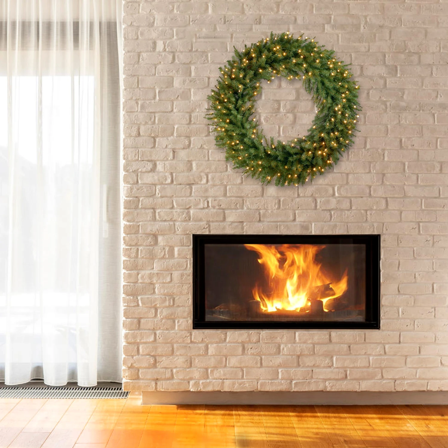 National Tree Company Pre-Lit Artificial Christmas Wreath, Green, Norwood Fir, White Lights, Christmas Collection, 48 Inches 4 National Tree Company Pre-Lit Artificial Christmas Wreath, Green, Norwood Fir, White Lights, Christmas Collection, 48 Inches - Image 2