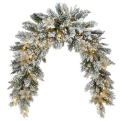 National Tree Company 6 Ft Frosted Colonial Fir Swag With Battery Operated LED Lights