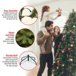 Pre-Lit 'Feel Real' Artificial Full Downswept Christmas Tree, Green, Douglas Fir, White Lights, Includes Stand, 7.5 Feet -National Tree Company PEDD1 312 75 Features