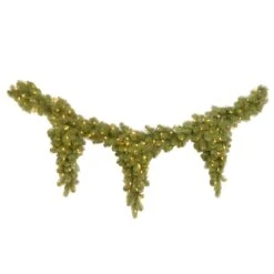 National Tree Company Pre-Lit Artificial Christmas Teardrop Garland, Green, Downswept Douglas Fir, White Lights, Plug In, Christmas Collection, 9 Feet