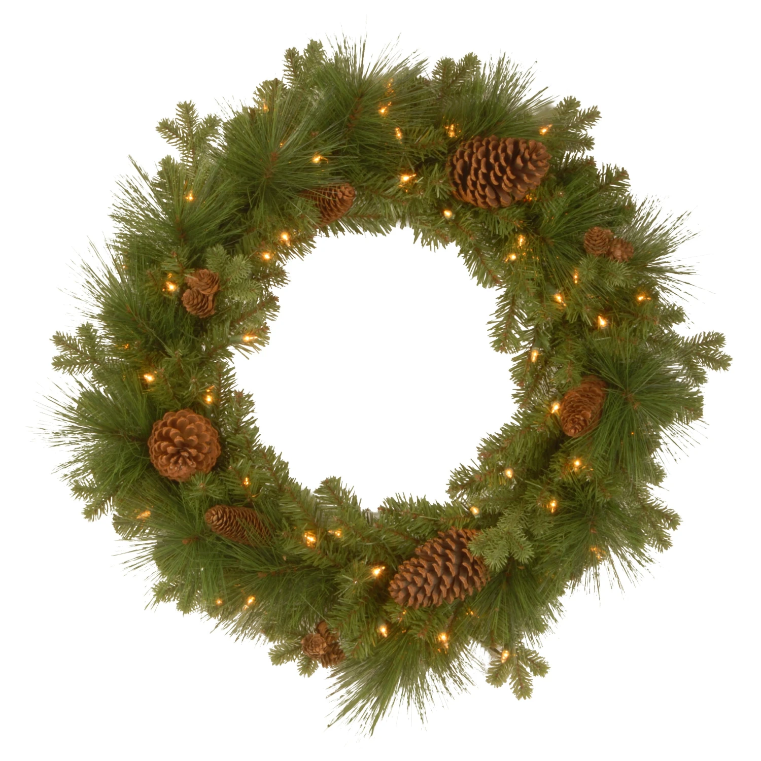 National Tree Company Pre-Lit Artificial Christmas Wreath, Green, Eastwood Spruce, White Lights, Decorated With Pine Cones, Christmas Collection, 24 Inches 3 National Tree Company Pre-Lit Artificial Christmas Wreath, Green, Eastwood Spruce, White Lights, Decorated With Pine Cones, Christmas Collection, 24 Inches