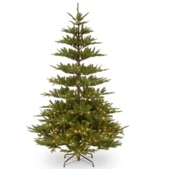 National Tree Company Pre-Lit 'Feel Real' Artificial Christmas Tree, Glenwood Fir, Green, White Lights, Includes Stand, 7.5 Feet