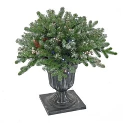 National Tree Company 24" Snowy Morgan Spruce Porch Bush With Twinkly™ LED Lights