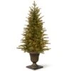 National Tree Company Pre-Lit 'Feel Real' Artificial Mini Entrance Christmas Tree, Green, Nordic Spruce, White Lights, Includes Decorative Urn Base, 4 Feet -National Tree Company PENS1 306 40