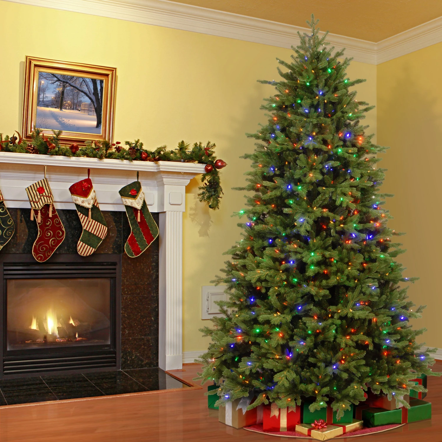 National Tree Company Pre-Lit 'Feel Real' Artificial Full Christmas Tree, Green, Princeton Fraser Fir, Dual Color LED Lights, Includes PowerConnect And Stand, 9 Feet 4 National Tree Company Pre-Lit 'Feel Real' Artificial Full Christmas Tree, Green, Princeton Fraser Fir, Dual Color LED Lights, Includes PowerConnect And Stand, 9 Feet - Image 2