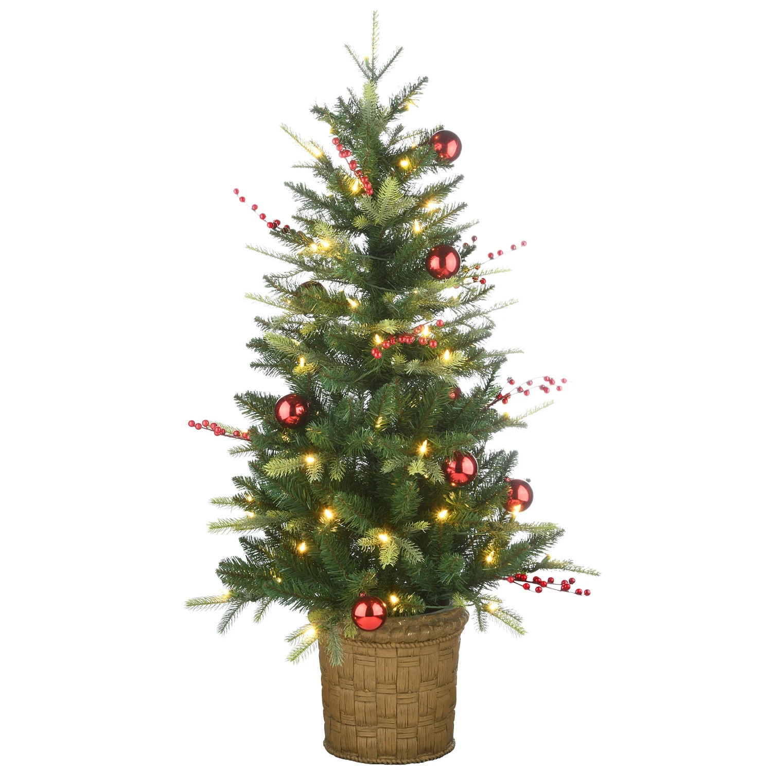National Tree Company Pre-Lit Artificial Christmas Entrance Tree, Scotch Creek Fir, With Warm White LED Lights, Plug In, 4 Ft 3 National Tree Company Pre-Lit Artificial Christmas Entrance Tree, Scotch Creek Fir, With Warm White LED Lights, Plug In, 4 Ft